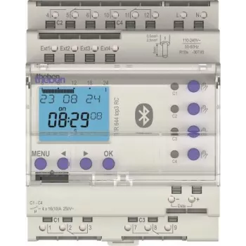 Theben TR 644 top3 BLE RC digitaalne kell-lüliti, aastaprogramm, 2-kanaliline, DIN-liinile 6440330