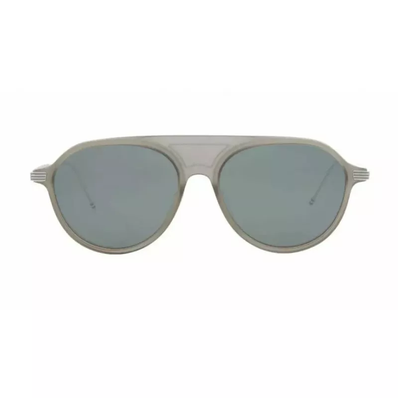 Thom Browne TB809BGRYSLV5 Unisex Päikeseprillid - Hall raam, hõbedased peegelläätsed, 55/18/145 mm