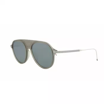 Thom Browne TB809BGRYSLV5 Unisex Päikeseprillid - Hall raam, hõbedased peegelläätsed, 55/18/145 mm
