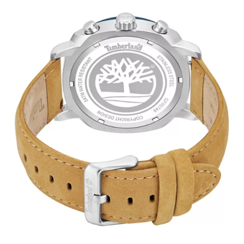 TIMBERLAND meeste analoogkvarts-kell TDWGF0074901 - sinine sihverplaat, pruun nahkrihm, 46mm