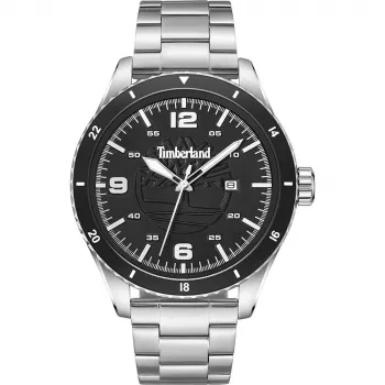 Timberland Meeste Analoog Kvartskell TDWGH0010503 46mm Roostevabast Terasest Korpuse ja Pruuni Nahkrihmaga, Sinine Siht