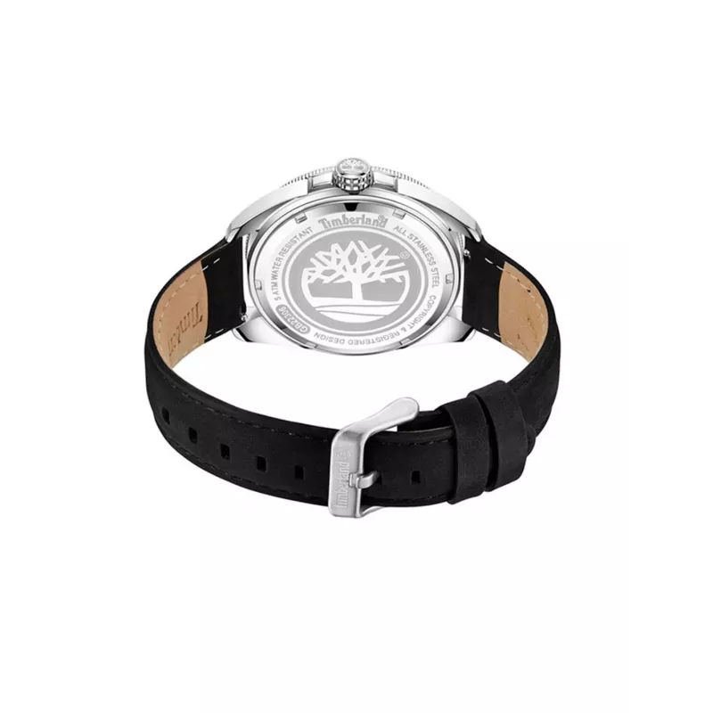 Timberland Men's Henniker Quartz Analog Watch TDWGB2230603 44mm Black Stainless Steel Leather