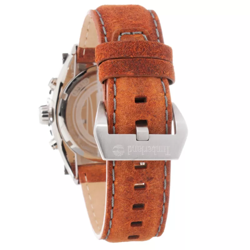 Timberland meeste käekell TBL1331JS-02C 45mm roostevabast terasest kvarts-analoog musta sihverplaadi ja pruuni nahkrihmaga