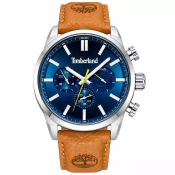 Timberland meeste käekell TDWGF0028702M (53mm) - roostevabast terasest korpus, pruun nahkrihm, must sihverplaat
