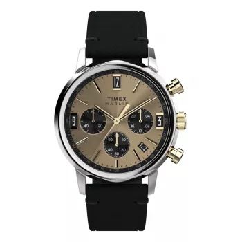 Timex meeste Expedition Scout TW2W60300A analoogkvartskell - 43mm, must sihverplaat, pruun nahkrihm, INDIGLO öövalgus