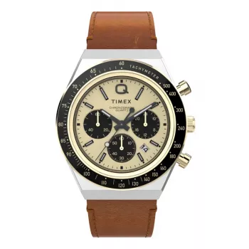 Timex TW2W64400 meeste väliväljakell 42mm musta numbrilaud ja pruuni nahkrihmaga