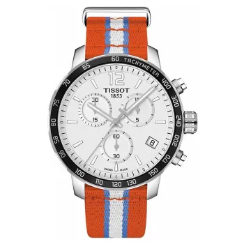 TISSOT T-Sport Quickster meeste Šveitsi kvartskronograafkell 42mm valge sihverplaadiga valge silikoonrihmaga T09547170371