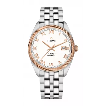 TITONI Airmaster meeste Šveitsi automaatkell 878SRG-657 41mm roosakuldne PVD roostevaba teras pruun nahk