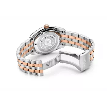 TITONI meeste automaatkell 83909SRG-063 38.5mm roosakuldne PVD roostevaba teras hõbedane sihverplaat pruun nahkrihm