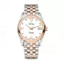 TITONI meeste automaatkell 83909SRG-063 38.5mm roosakuldne PVD roostevaba teras hõbedane sihverplaat pruun nahkrihm