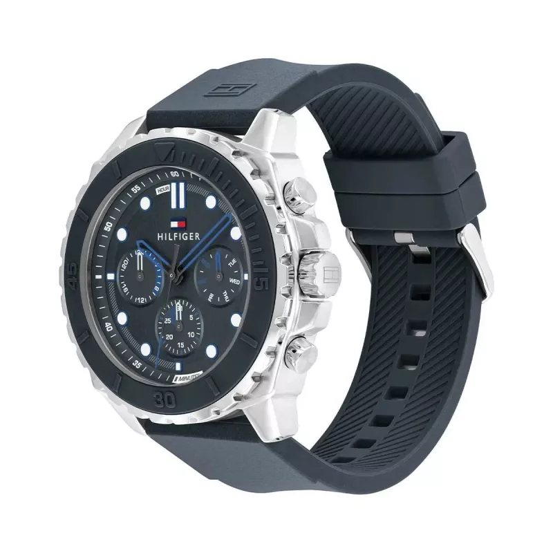 Tommy Hilfiger Men's 1710687 Analog Quartz Watch 48 mm Stainless Steel Blue Dial