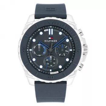 Tommy Hilfiger Men's 1710687 Analog Quartz Watch 48 mm Stainless Steel Blue Dial