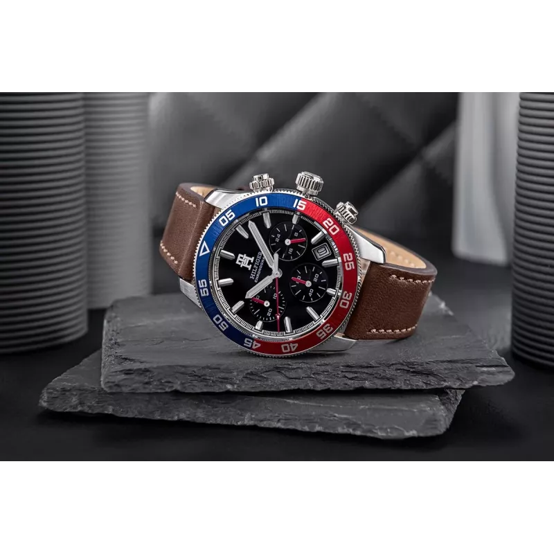 Tommy Hilfiger meeste Damon kvartskell 1792166 40mm sinise numbrilaud ja pruuni nahkrihmaga