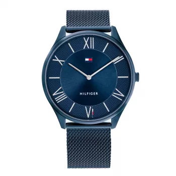 Tommy Hilfiger Decker meeste kvartskell 1710514 43mm sinise numbrilaud ja pruuni nahkrihmaga