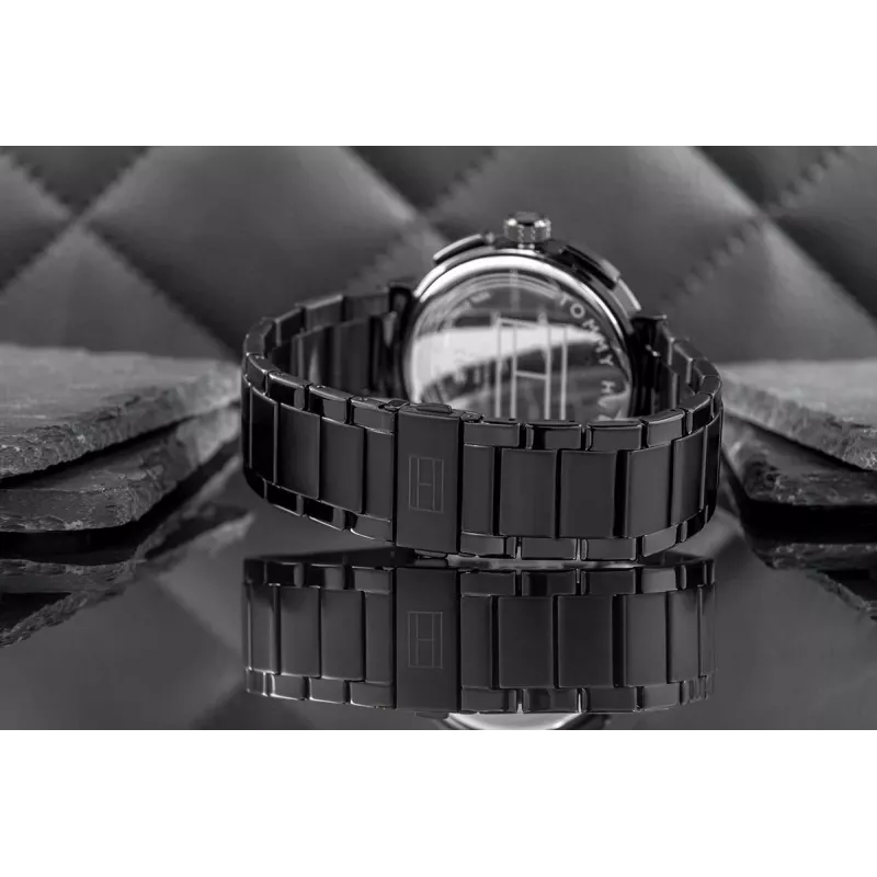 Tommy Hilfiger meeste Decker kvartskell 44mm roostevaba teras sinine sihverplaat pruun nahkrihm
