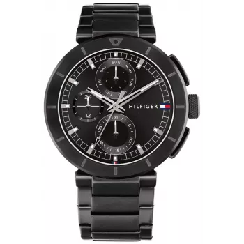 Tommy Hilfiger meeste Decker kvartskell 44mm roostevaba teras sinine sihverplaat pruun nahkrihm