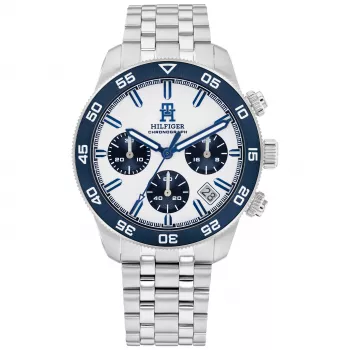 Tommy Hilfiger meeste käekell 1792157 41mm sinise numbrilaud ja pruun nahkrihm