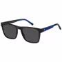 TOMMY HILFIGER TH-2144-S-D51 Meeste ristkülikukujulised päikeseprillid - Must atsetaatraam, hall polükarbonaat lääts, 55/19/145 mm