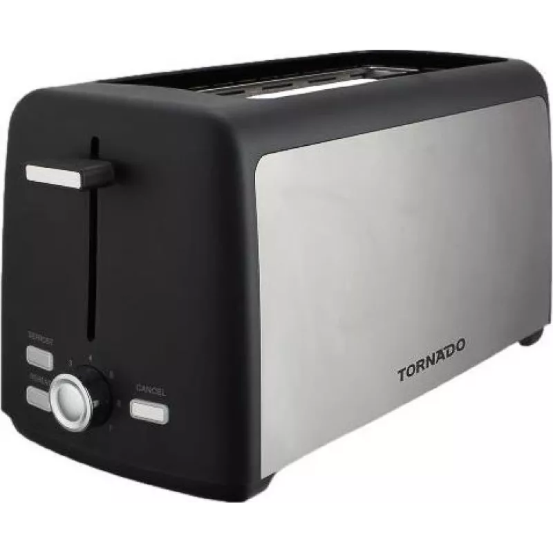 Tornado TTA-7402-GS röster - 2 viilu 1400W pop-up röster 7 pruunistustasemega, must/hõbe