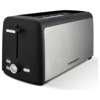 Tornado TTA-7402-GS röster - 2 viilu 1400W pop-up röster 7 pruunistustasemega, must/hõbe