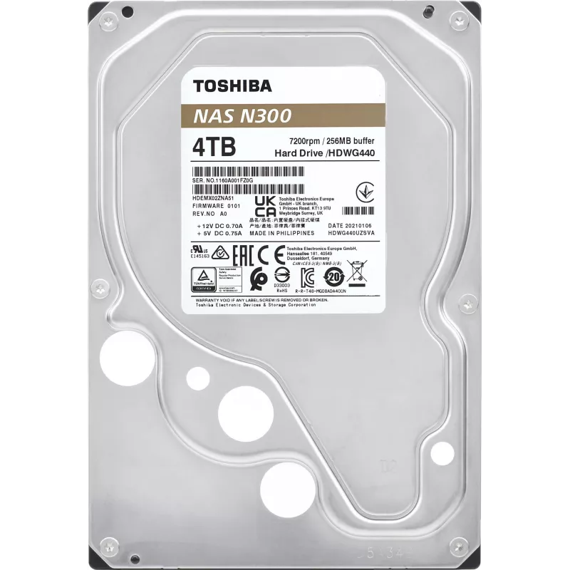 Toshiba N300 NAS 4TB sisemine kõvaketas 3,5 inch SATA 6Gb/s 7200RPM 128MB vahemäluga