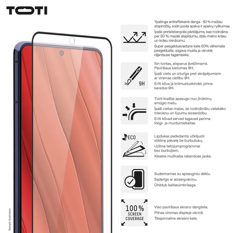 TOTI PREMIUM 3D karastatud klaasist ekraanikaitse täiskattega Samsung Galaxy S25 Ultra jaoks