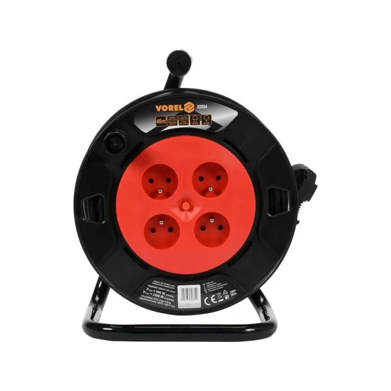TOYA VOREL 82682 Kaablirull 4 pistikupesa 30m H05VV-F 3G1.5 termokaitsmega