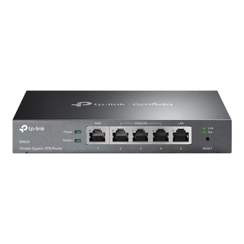 TP-LINK ER605 SafeStream Router - Gigabit VPN-ruuter 4-pordilise lülitiga, 3 WAN-porti, seinale paigaldatav