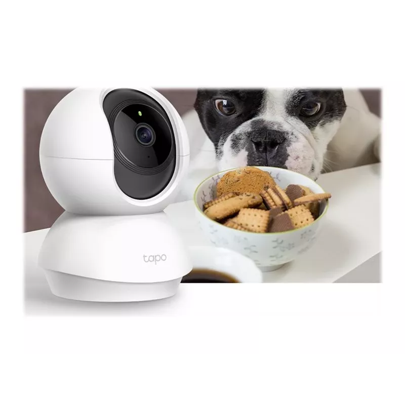 TP-Link Tapo C200 Pan/Tilt traadita turvakaamera, 1080p Full HD, 360° panoraam, 114° kallutus, öönägemine, kahesuunaline heli, microSD pesa, töötab Alexa ja Google Assistantiga, valge