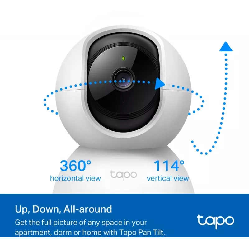 TP-Link Tapo C200C pööratav kodune turvakaamera Wi-Fi - 1080p Full HD, 360° horisontaalne ulatus, kahesuunaline heli, öönägemine kuni 9m, MicroSD kuni 256GB, valge
