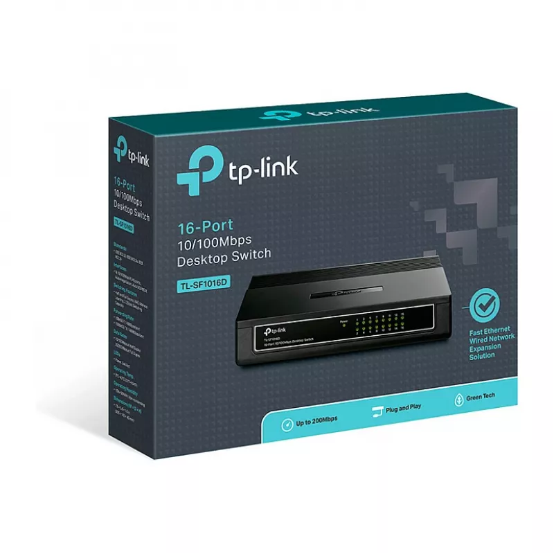 TP-Link TL-SF1016D 16-pordiline 10/100 Fast Ethernet lauaarvuti kommutaator