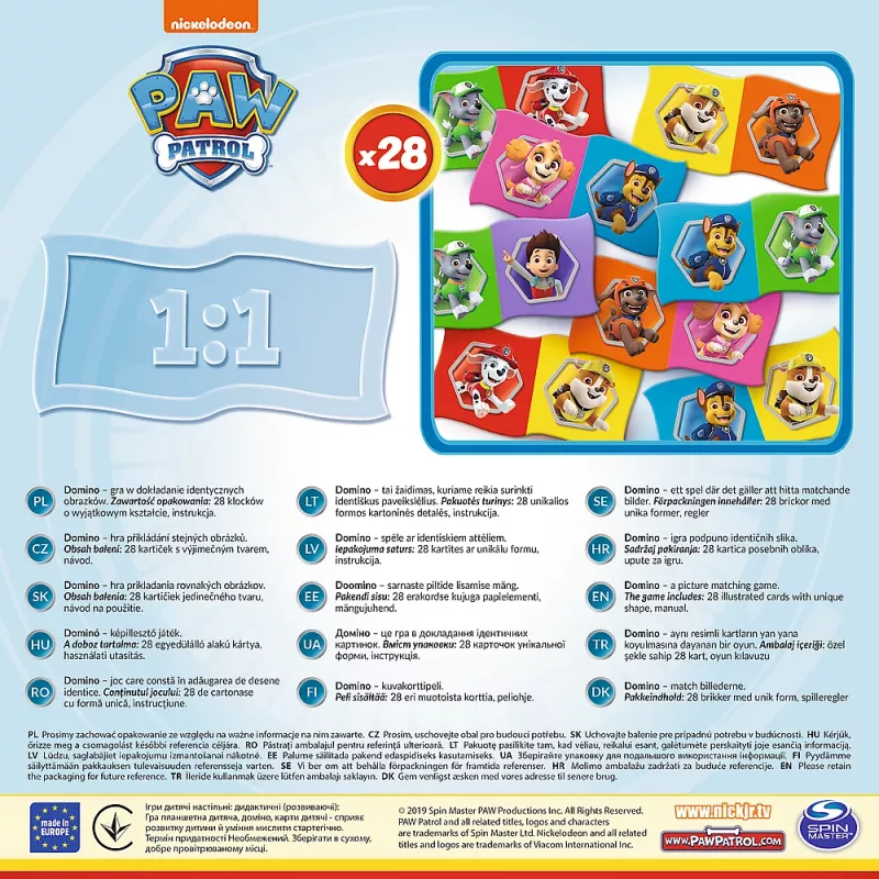 TREFL GRY Domino Paw Patrol – Hariv mäng lastele