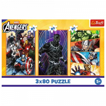 TREFL PUZZLE Pusle - 3x80 - Days full of action - Disney Marvel The Avengers Trefl 34883