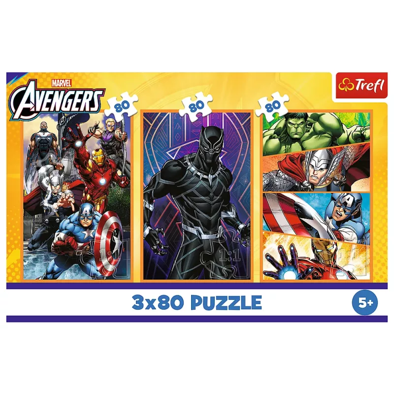 TREFL PUZZLE Pusle - 3x80 - Days full of action - Disney Marvel The Avengers Trefl 34883