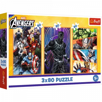 TREFL PUZZLE Pusle - 3x80 - Days full of action - Disney Marvel The Avengers Trefl 34883