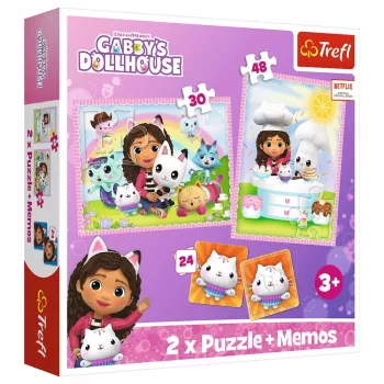 TREFL PUZZLE Pusle - 4 in 1 - Gabi koos kassist sõbraga - Gabi kassimaja - Trefl 93382