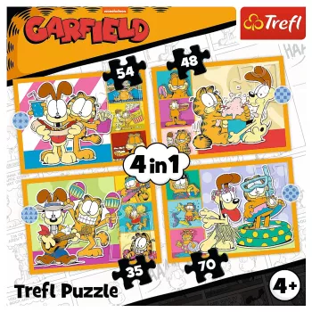 TREFL PUZZLE Pusle 4-in-1 – Garfield Loves Lasagna – Trefl 34673