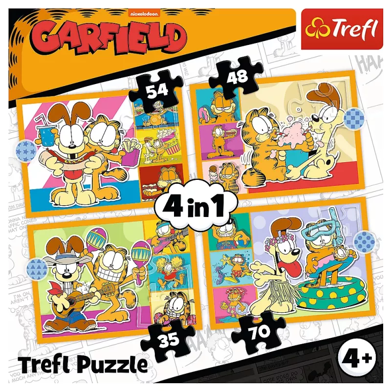 TREFL PUZZLE Pusle 4-in-1 – Garfield Loves Lasagna – Trefl 34673
