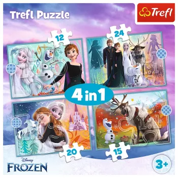 TREFL PUZZLE Pusle - 4in1 (12, 15, 20, 24) - The Amazing World of Frozen - Trefl 34381