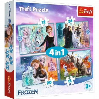TREFL PUZZLE Pusle - 4in1 (12, 15, 20, 24) - The Amazing World of Frozen - Trefl 34381