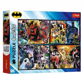 TREFL PUZZLE Pusle - 4x250 tükki – Batman tegutsemas - Trefl 13310
