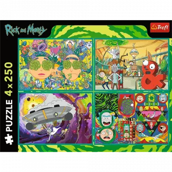 TREFL PUZZLE Pusle - 4x250 - The Crazy World of Rick and Morty - Warner Rick and Morty Trefl 13338