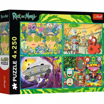 TREFL PUZZLE Pusle - 4x250 - The Crazy World of Rick and Morty - Warner Rick and Morty Trefl 13338