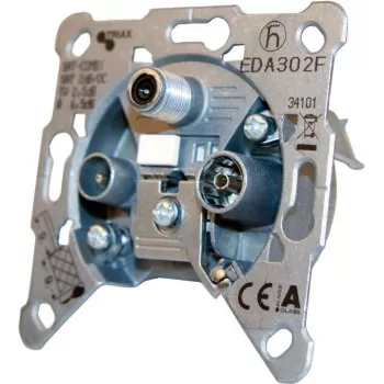 TRIAX EDA302F 3-suunaline antenni lõpp-pesa, 2 dB sumbuvus, TV/Raadio/SAT, süvispaigaldus, pressitud metall 306121
