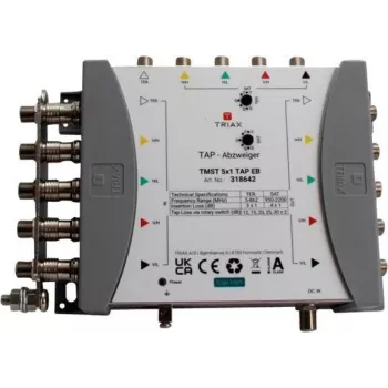 TRIAX TMST 5x1 TAP multikommutatsiooniseade 4dB väljundsummutusega, 5 satelliitsisendit, maapealne sisend, 4 abonendi väljundit 318642