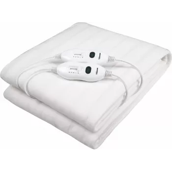 Tristar BW-4752 elektriline aluslina kaheinimesevoodile 160 x 140 cm valge polüester 120 W 3 kütteastet 2 eemaldatavat juhtpulti masinpestav ülekuumenemiskaitse automaatne väljalülitus