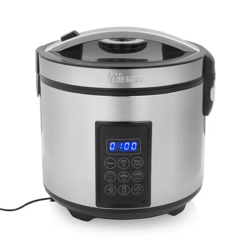 Tristar RK-6138 Digitaalne riisi- ja aurukeedukauss, 1,5 L, 500 W, roostevaba teras ja plast, must