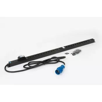 TRITON RAB-PD-X53-A1 Vertikaalne Rack PDU, 24-pistikupesaga 400V 32A 3-faasiline toitejaotusseade, 20x C13 + 4x C19, CEE 32A pistik, 22kW, 0U, must