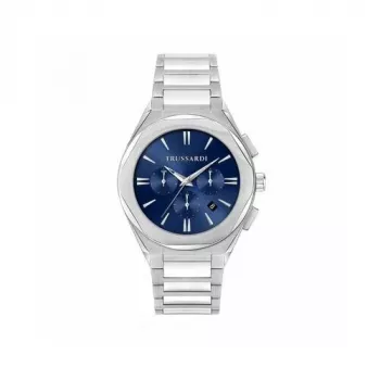 Trussardi meeste T-Light kvartskell R2453156004 44mm sinise numbrilaual ja hõbedase Milano silmkoelise rihmaga