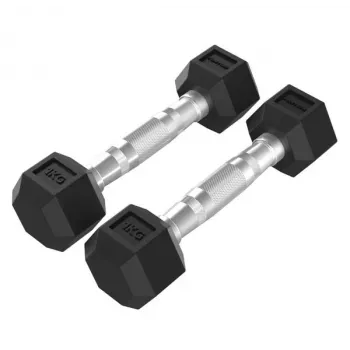 Tunturi Platinum kuusnurkne kummihantel, 1kg, paar